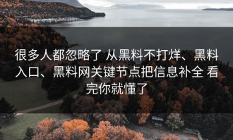 很多人都忽略了 从黑料不打烊、黑料入口、黑料网关键节点把信息补全 看完你就懂了