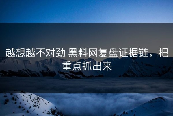 越想越不对劲 黑料网复盘证据链，把重点抓出来