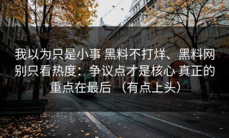 我以为只是小事 黑料不打烊、黑料网别只看热度：争议点才是核心 真正的重点在最后 （有点上头）