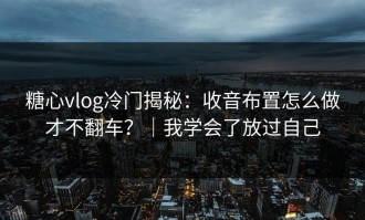 糖心vlog冷门揭秘：收音布置怎么做才不翻车？｜我学会了放过自己