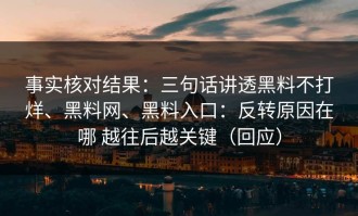 事实核对结果：三句话讲透黑料不打烊、黑料网、黑料入口：反转原因在哪 越往后越关键（回应）