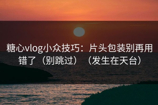 糖心vlog小众技巧：片头包装别再用错了（别跳过）（发生在天台）