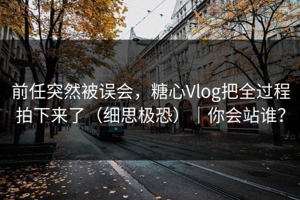 前任突然被误会，糖心Vlog把全过程拍下来了（细思极恐）｜你会站谁？