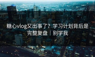 糖心vlog又出事了？学习计划背后是完整复盘｜别学我