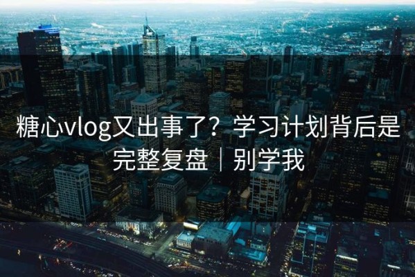 糖心vlog又出事了？学习计划背后是完整复盘｜别学我