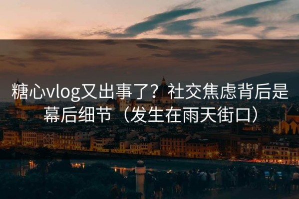 糖心vlog又出事了？社交焦虑背后是幕后细节（发生在雨天街口）