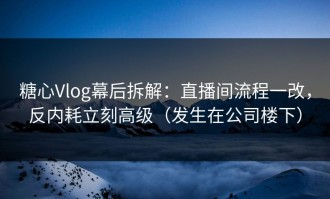 糖心Vlog幕后拆解：直播间流程一改，反内耗立刻高级（发生在公司楼下）