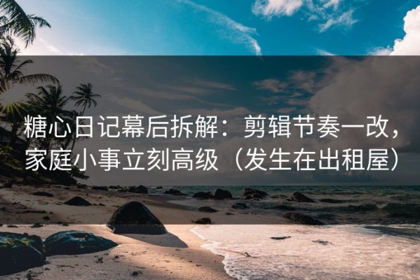 糖心日记幕后拆解：剪辑节奏一改，家庭小事立刻高级（发生在出租屋）