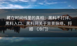 藏在时间线里的真相：黑料不打烊、黑料入口、黑料网关于背景脉络，捋顺 （冷门）