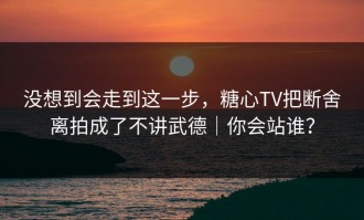 没想到会走到这一步，糖心TV把断舍离拍成了不讲武德｜你会站谁？