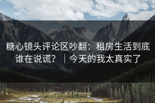 糖心镜头评论区吵翻：租房生活到底谁在说谎？｜今天的我太真实了