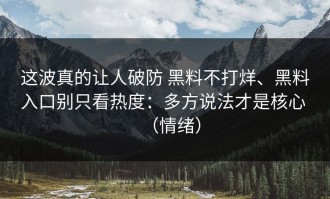 这波真的让人破防 黑料不打烊、黑料入口别只看热度：多方说法才是核心 （情绪）