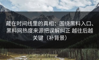 藏在时间线里的真相：围绕黑料入口、黑料网热度来源把误解纠正 越往后越关键（补背景）