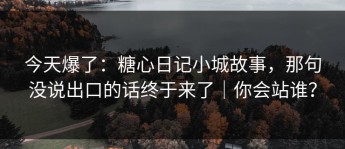 今天爆了：糖心日记小城故事，那句没说出口的话终于来了｜你会站谁？