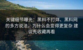 关键细节曝光：黑料不打烊、黑料网的多方说法，为什么会变得更复杂 建议先收藏再看