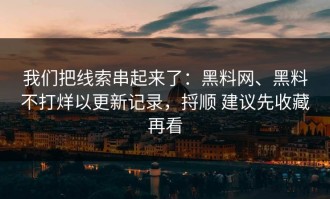我们把线索串起来了：黑料网、黑料不打烊以更新记录，捋顺 建议先收藏再看