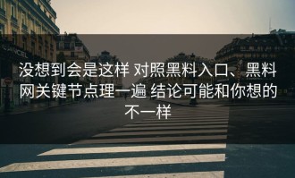 没想到会是这样 对照黑料入口、黑料网关键节点理一遍 结论可能和你想的不一样