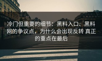 冷门但重要的细节：黑料入口、黑料网的争议点，为什么会出现反转 真正的重点在最后