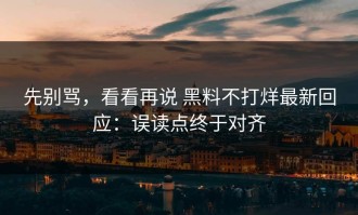 先别骂，看看再说 黑料不打烊最新回应：误读点终于对齐