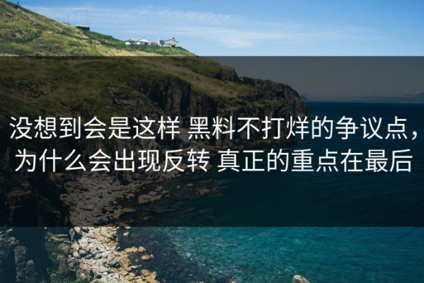 没想到会是这样 黑料不打烊的争议点，为什么会出现反转 真正的重点在最后