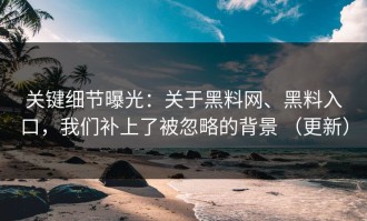 关键细节曝光：关于黑料网、黑料入口，我们补上了被忽略的背景 （更新）