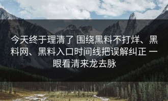 今天终于理清了 围绕黑料不打烊、黑料网、黑料入口时间线把误解纠正 一眼看清来龙去脉