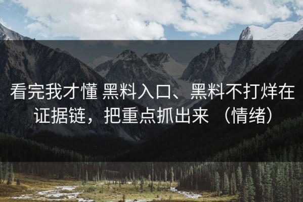 看完我才懂 黑料入口、黑料不打烊在证据链，把重点抓出来 （情绪）
