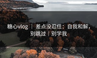 糖心vlog ｜ 差点没忍住：自我和解，别跳过｜别学我