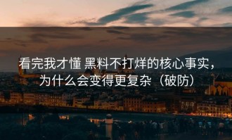 看完我才懂 黑料不打烊的核心事实，为什么会变得更复杂（破防）