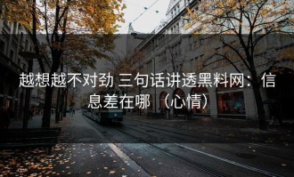 越想越不对劲 三句话讲透黑料网：信息差在哪 （心情）