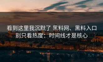 看到这里我沉默了 黑料网、黑料入口别只看热度：时间线才是核心