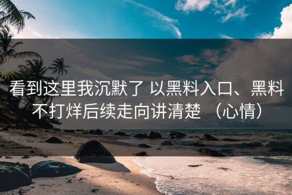 看到这里我沉默了 以黑料入口、黑料不打烊后续走向讲清楚 （心情）