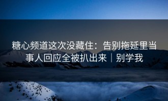 糖心频道这次没藏住：告别拖延里当事人回应全被扒出来｜别学我