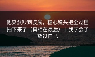 他突然吵到凌晨，糖心镜头把全过程拍下来了（真相在最后）｜我学会了放过自己