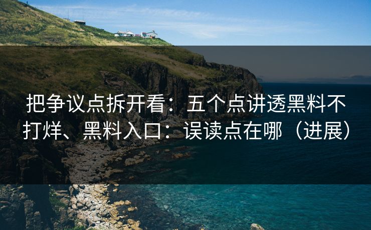 把争议点拆开看：五个点讲透黑料不打烊、黑料入口：误读点在哪（进展）