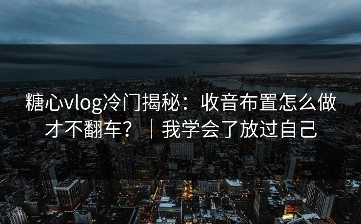 糖心vlog冷门揭秘：收音布置怎么做才不翻车？｜我学会了放过自己