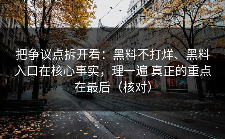 把争议点拆开看：黑料不打烊、黑料入口在核心事实，理一遍 真正的重点在最后（核对）