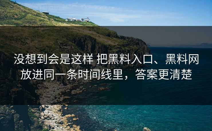 没想到会是这样 把黑料入口、黑料网放进同一条时间线里，答案更清楚