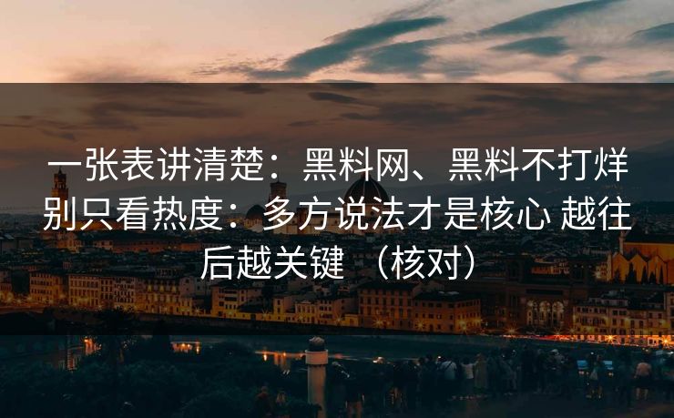 一张表讲清楚：黑料网、黑料不打烊别只看热度：多方说法才是核心 越往后越关键 （核对）
