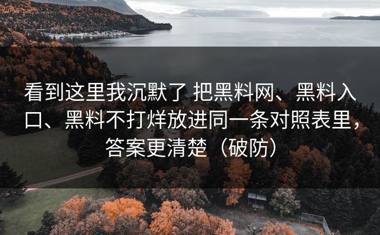 看到这里我沉默了 把黑料网、黑料入口、黑料不打烊放进同一条对照表里，答案更清楚（破防）