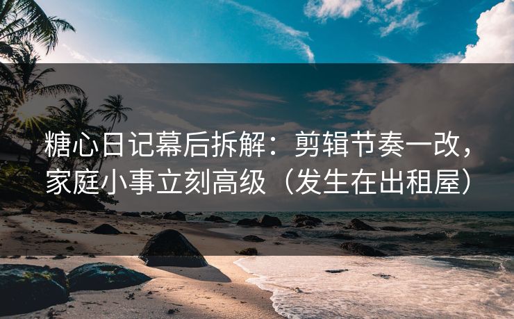 糖心日记幕后拆解：剪辑节奏一改，家庭小事立刻高级（发生在出租屋）