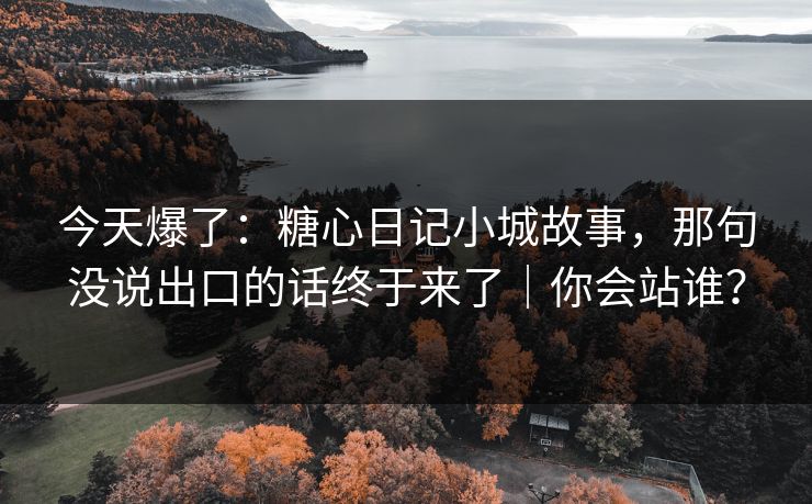 今天爆了：糖心日记小城故事，那句没说出口的话终于来了｜你会站谁？