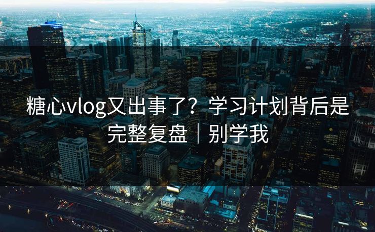 糖心vlog又出事了？学习计划背后是完整复盘｜别学我