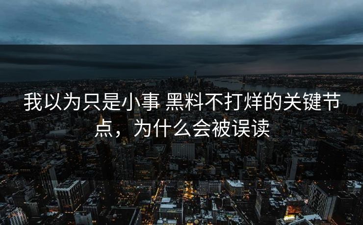 我以为只是小事 黑料不打烊的关键节点，为什么会被误读