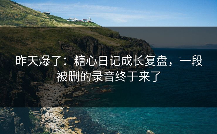 昨天爆了：糖心日记成长复盘，一段被删的录音终于来了