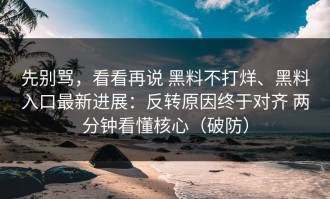 先别骂，看看再说 黑料不打烊、黑料入口最新进展：反转原因终于对齐 两分钟看懂核心（破防）