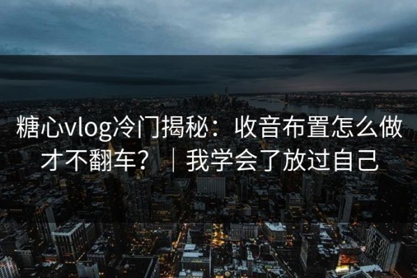 糖心vlog冷门揭秘：收音布置怎么做才不翻车？｜我学会了放过自己