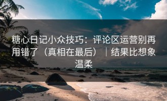 糖心日记小众技巧：评论区运营别再用错了（真相在最后）｜结果比想象温柔