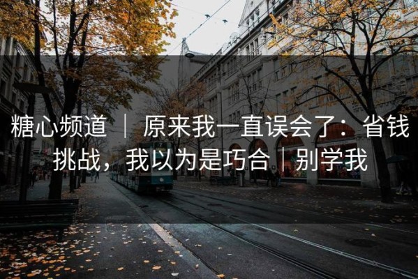糖心频道 ｜ 原来我一直误会了：省钱挑战，我以为是巧合｜别学我