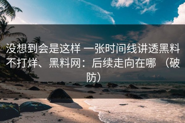 没想到会是这样 一张时间线讲透黑料不打烊、黑料网：后续走向在哪 （破防）